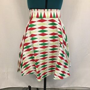 Pinup Couture Skirt Holiday Harlequin Christmas
